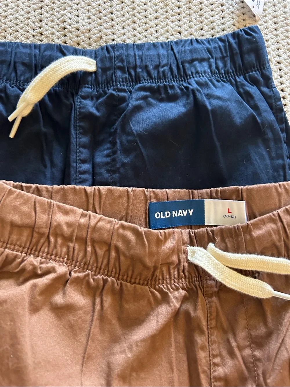 Old Navy Boys' Cargo Shorts in Brown and Navy with Drawstring